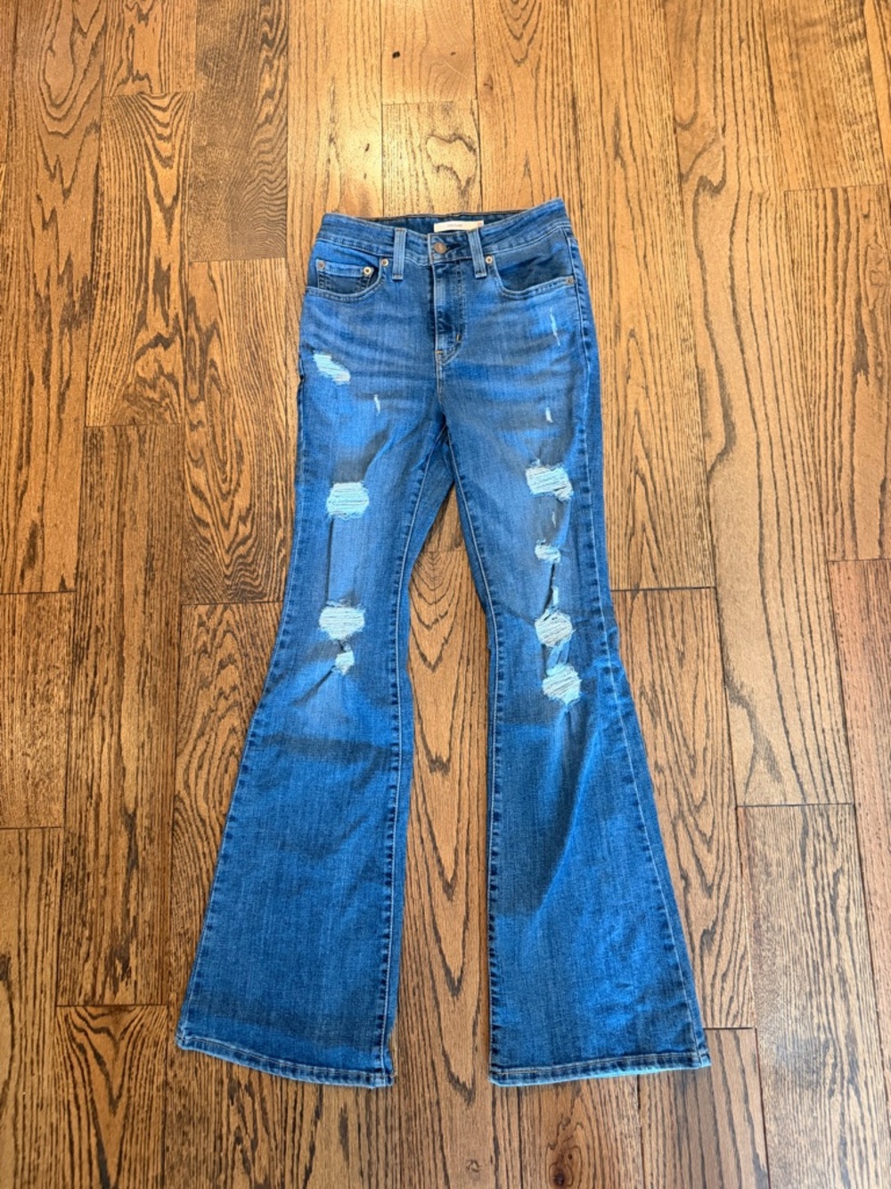 Levi's Blue Distressed 726 Flare Jeans